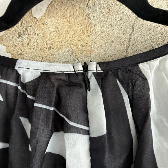 NWT Puff Sleeve Black and White Abstract Mini Dress Passion Fusion Size L - Picture 8 of 10